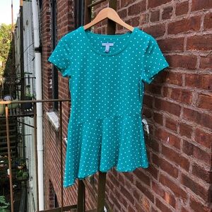 y2k/2000s polka dot asymmetrical babydoll top